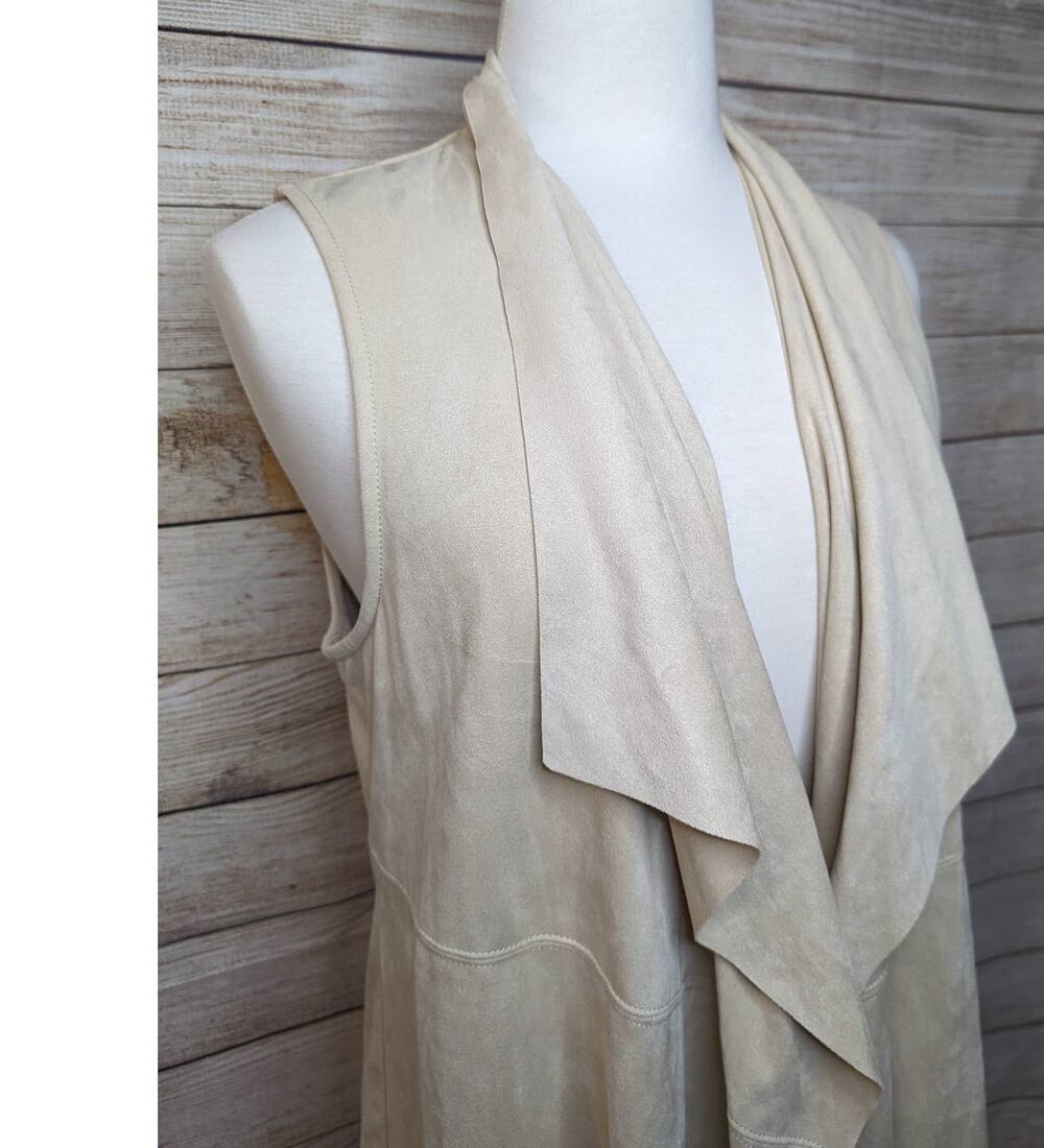 Premise Faux Leather Open Front Drape Vest Size Small